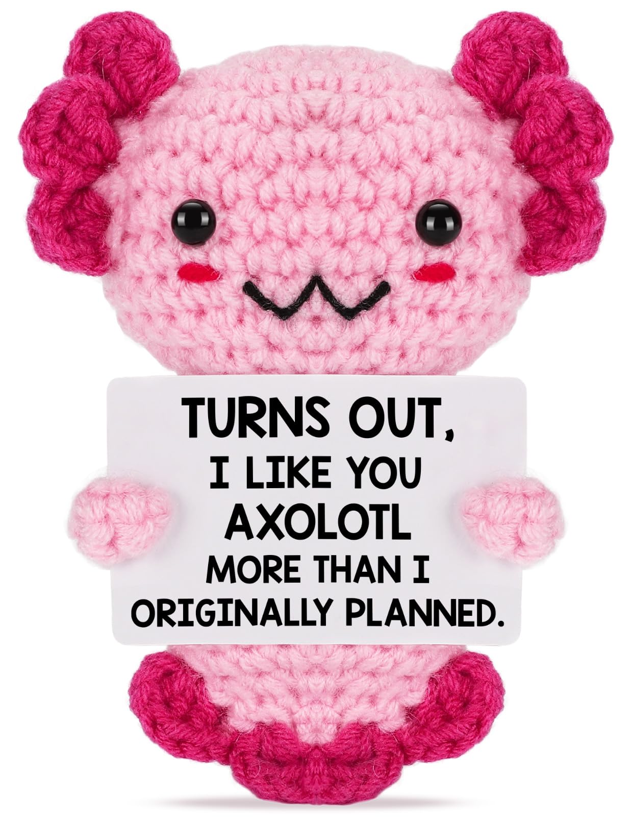 Handmade Axolotl Plush Gift with Message Card – Cute Crochet Stuffed Animal for Mom, Daughter, Sister, Grandma & More – Personalized Friendship & Family Gifts