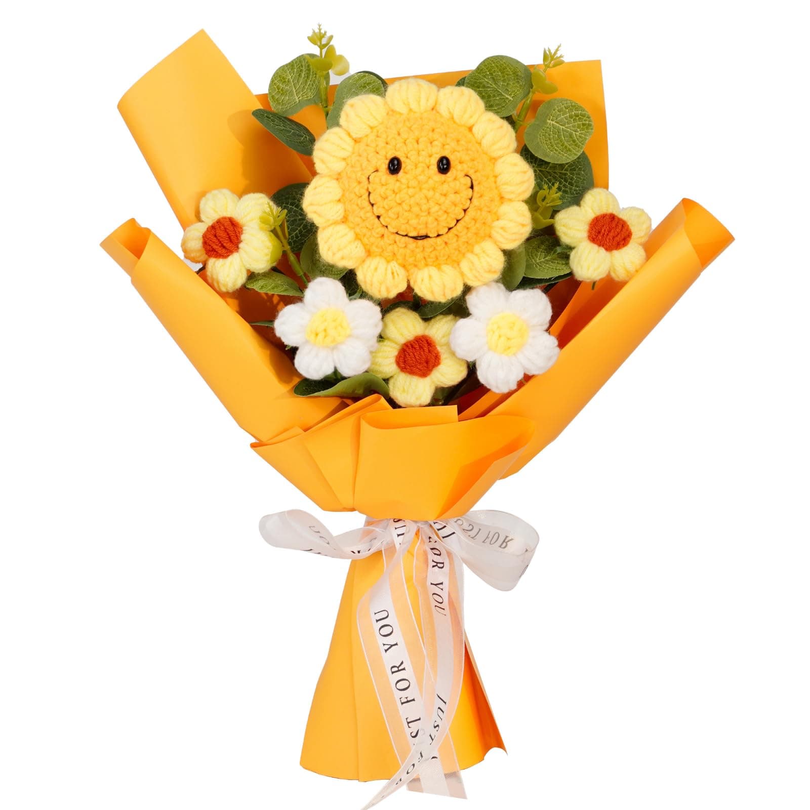 Hand-woven sunflower and rose bouquet, wrapped with care for special moments.
