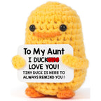 Tiny Crochet Duck Plush with Funny Message Card
