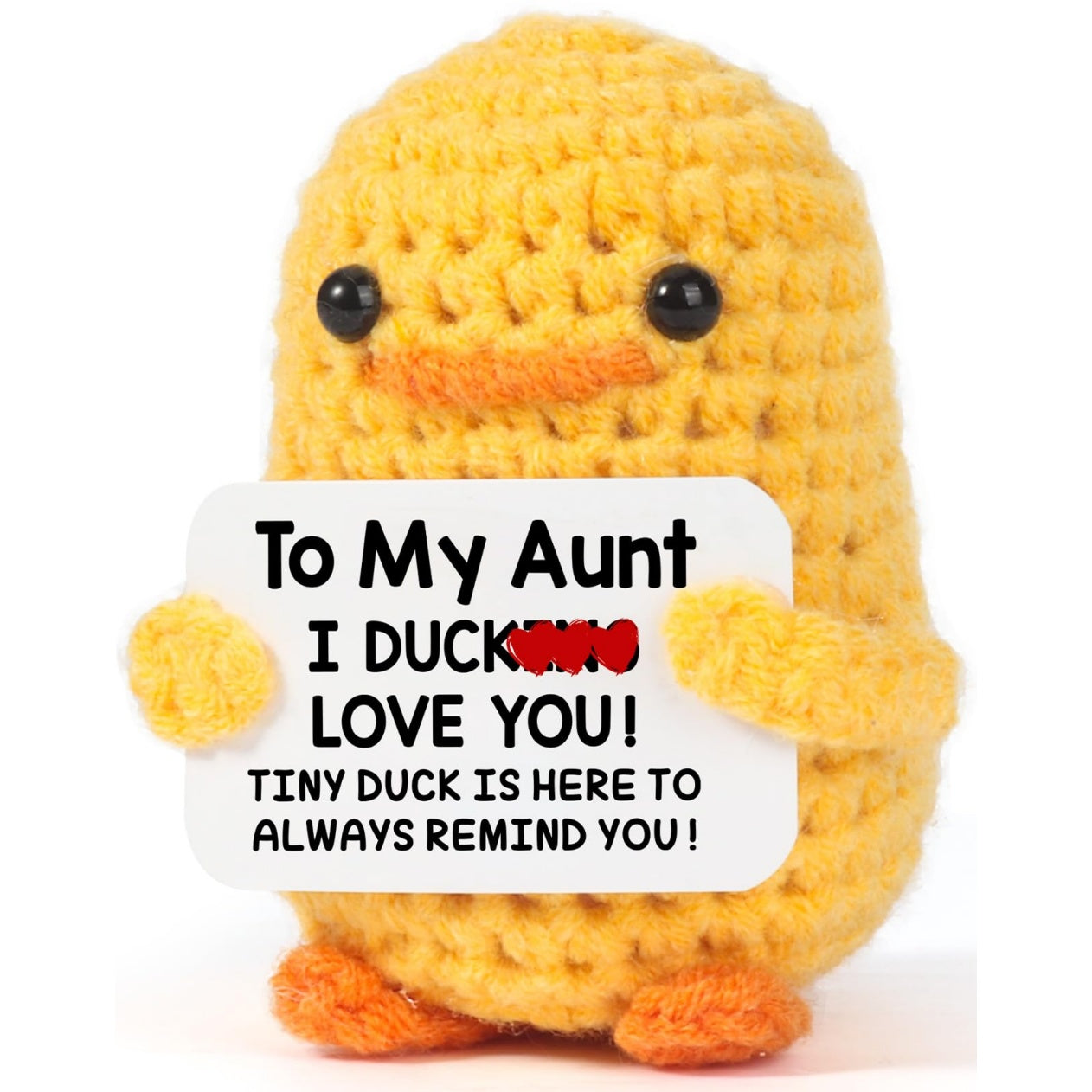 Tiny Crochet Duck Plush – Handmade Gift with Funny & Loving Messages