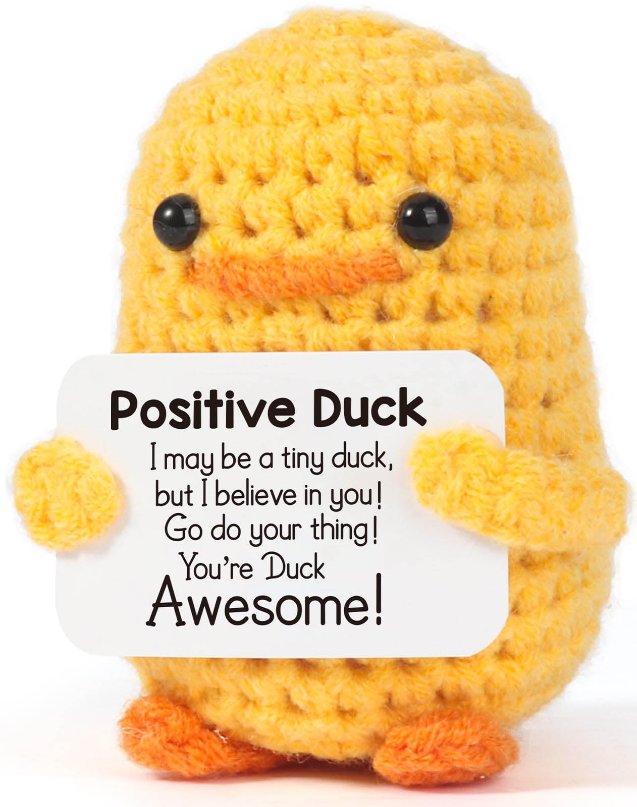 Tiny Crochet Duck Plush – Handmade Gift with Funny & Loving Messages