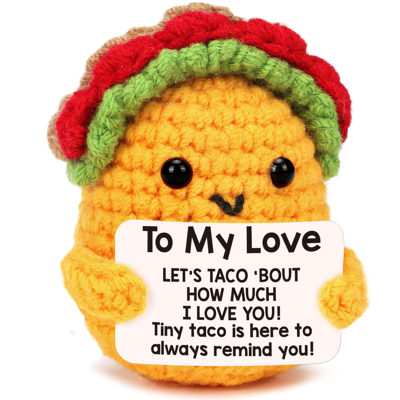 Tiny Crochet Taco Plush – Cute Handmade Gift with Message