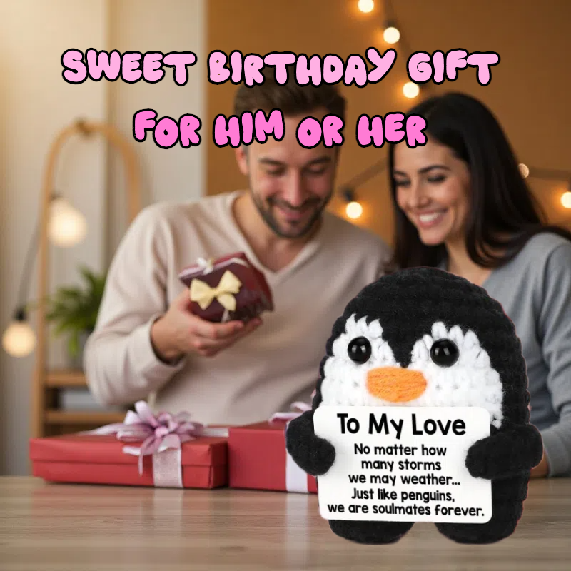 Crochet Penguin for Her with Love Message – I Love You Gift for Boyfriend Girlfriend Husband Wife, Romantic Anniversary, Birthday, Graduation or Wedding Gift for Couples