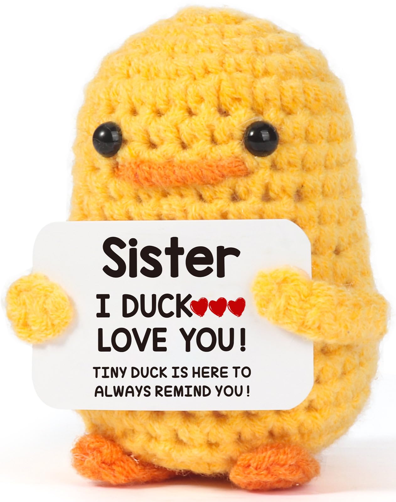 Tiny Crochet Duck Plush – Handmade Gift with Funny & Loving Messages