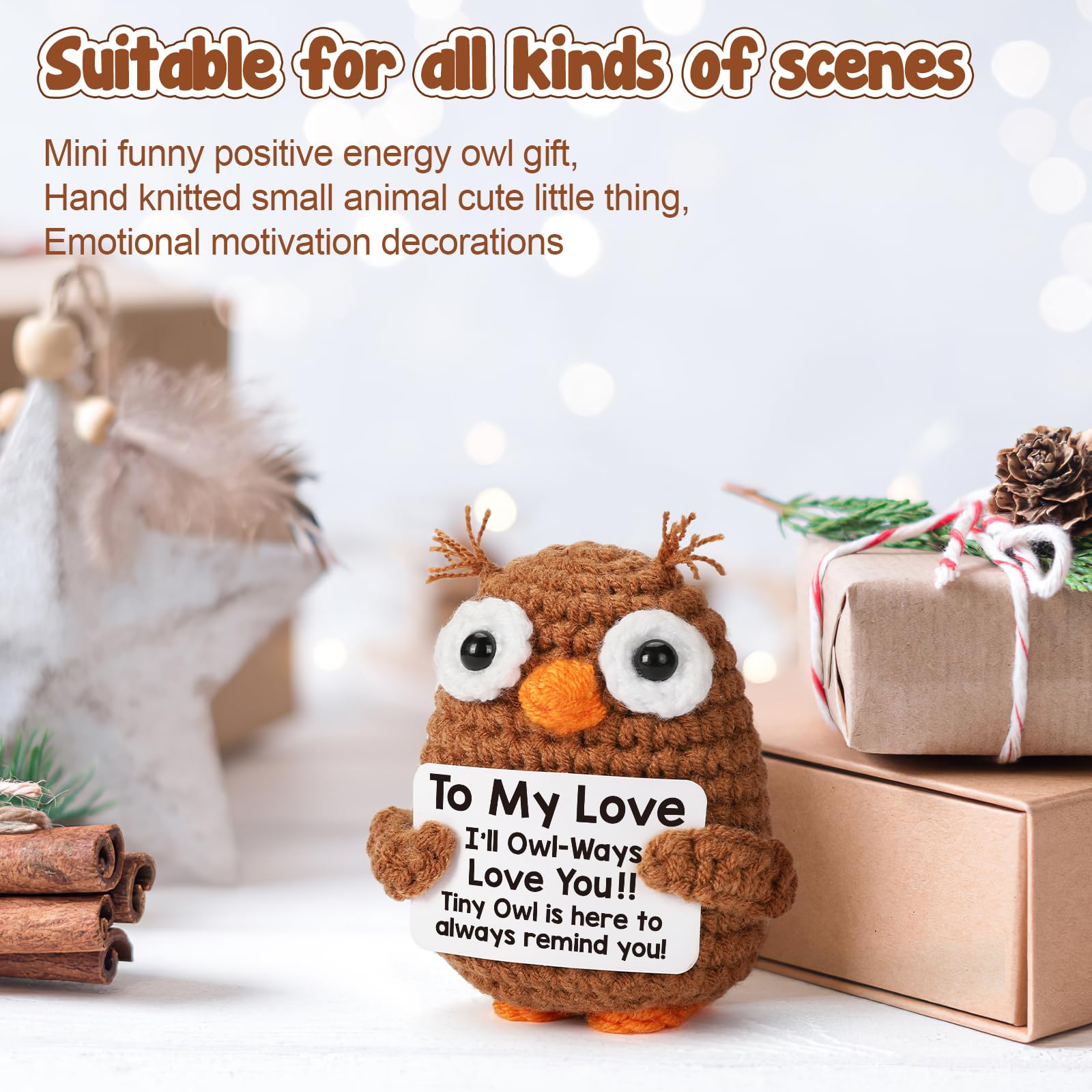 Crochet owl plush suitable for gifting scenes and decorations