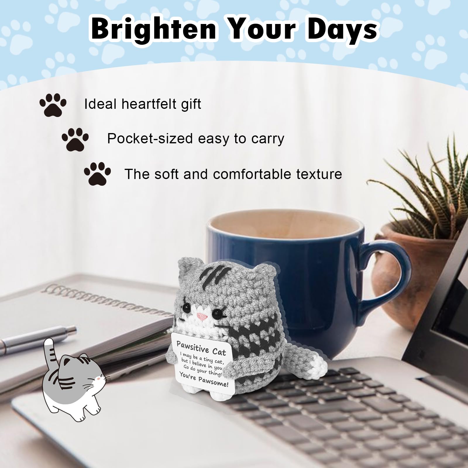 Pawsitive Cat plush features, pocket-sized and soft texture