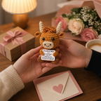 Positive Moo highland cow romantic gift scene