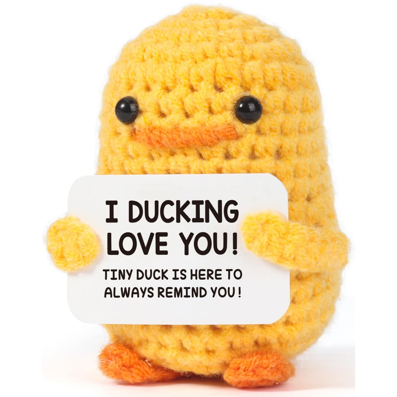 Tiny Crochet Duck Plush – Handmade Gift with Funny & Loving Messages