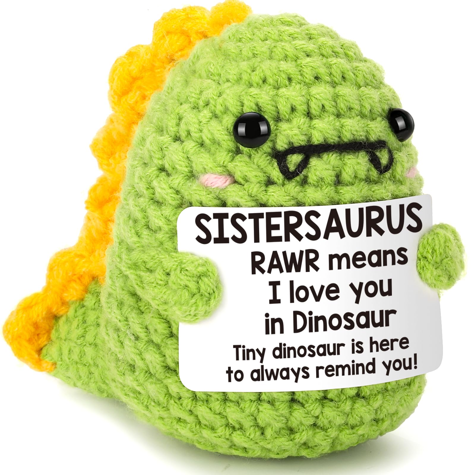 Crochet Dinosaur Plush - Motivational RAWR Means I Love You, Positive Messages for Friends & Family