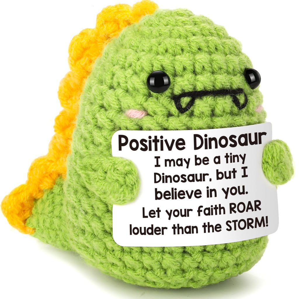 Crochet Dinosaur Plush - Motivational RAWR Means I Love You, Positive Messages for Friends & Family