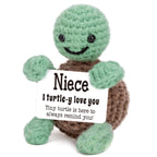 Handmade crochet turtle plush for niece – adorable amigurumi gift with love message card