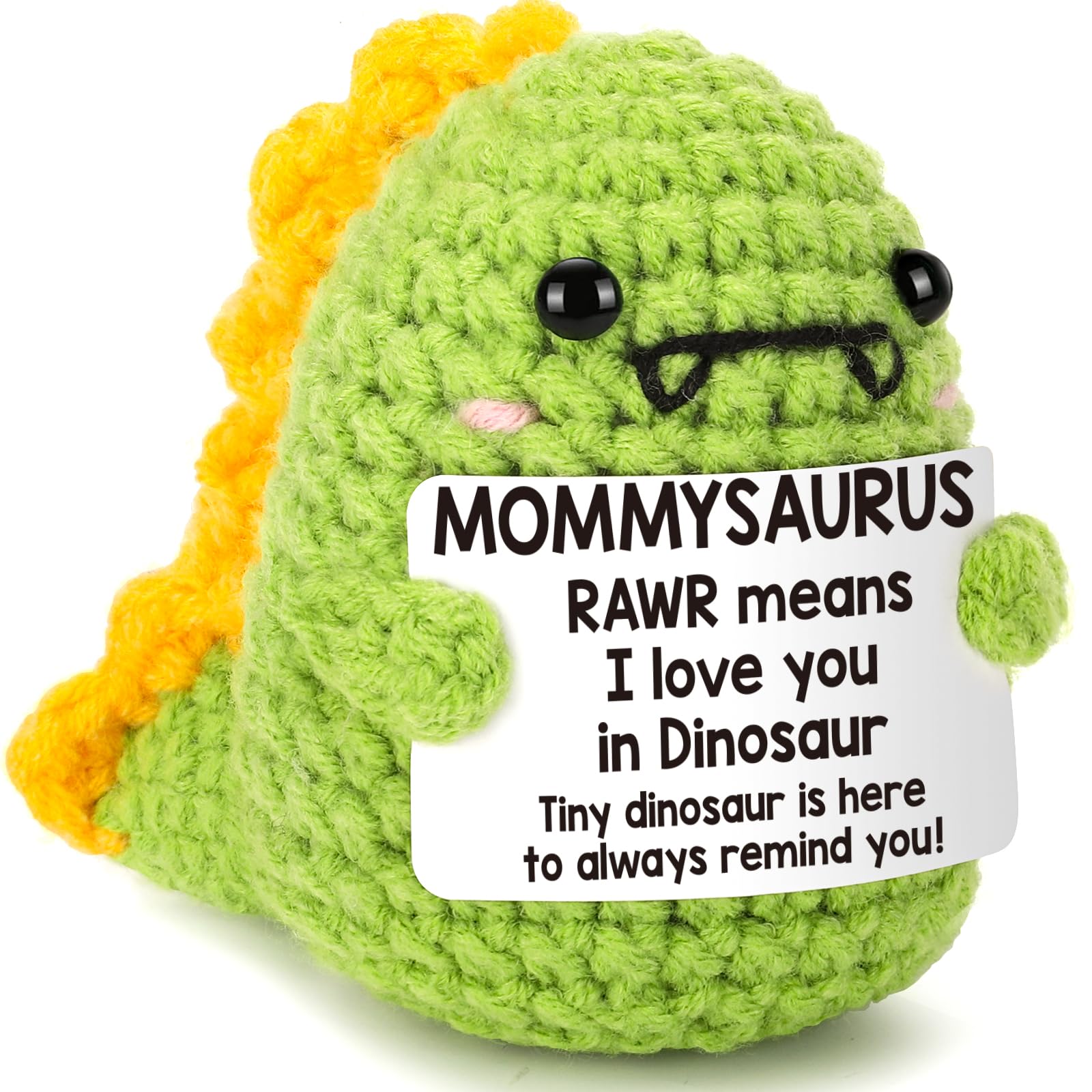Crochet Dinosaur Plush - Motivational RAWR Means I Love You, Positive Messages for Friends & Family