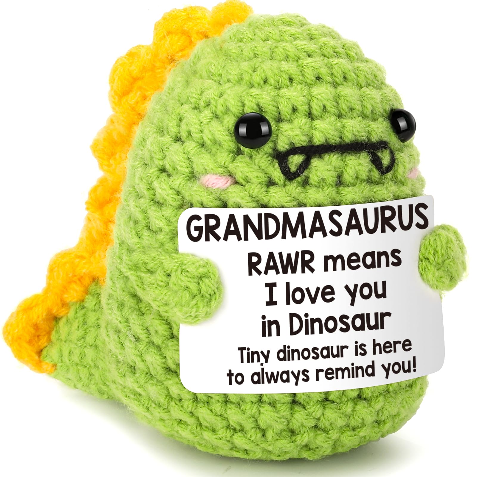 Crochet Dinosaur Plush - Motivational RAWR Means I Love You, Positive Messages for Friends & Family