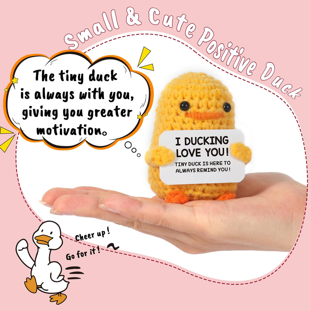 Tiny Crochet Duck Plush – Handmade Gift with Funny & Loving Messages