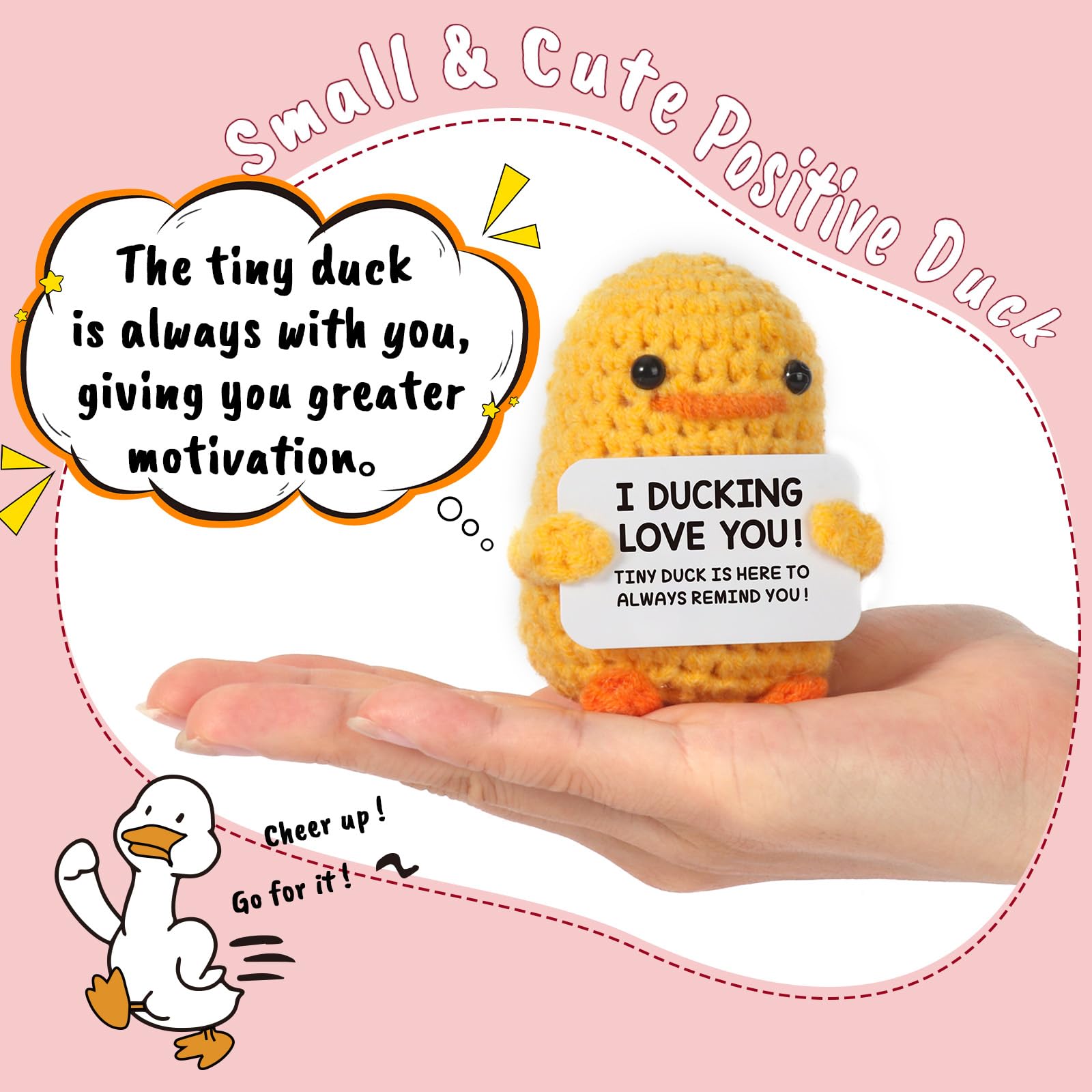 Tiny Crochet Duck Plush – Handmade Gift with Funny & Loving Messages