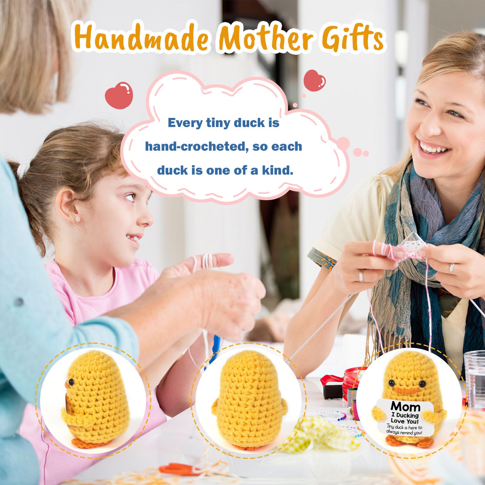 Tiny Crochet Duck Plush – Handmade Gift with Funny & Loving Messages