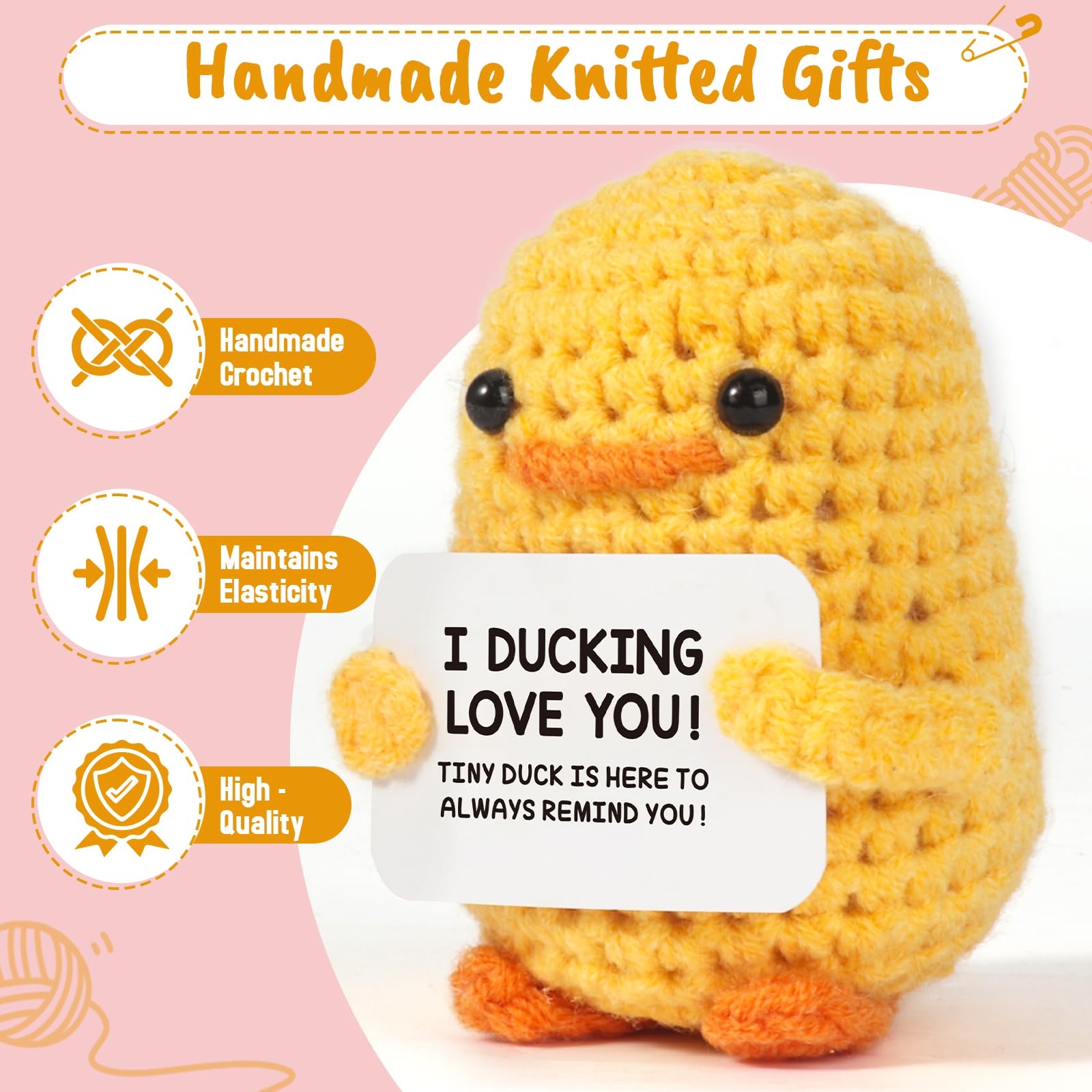 Tiny Crochet Duck Plush – Handmade Gift with Funny & Loving Messages