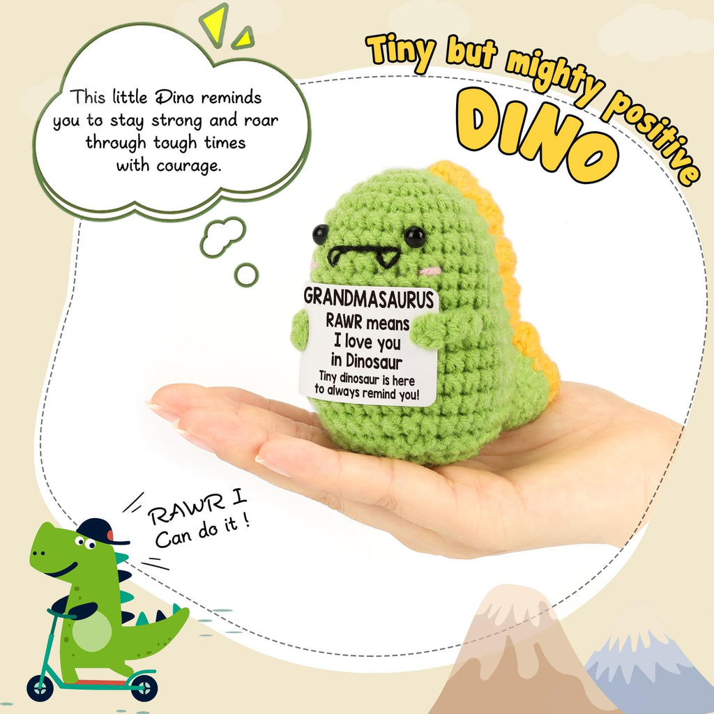 Crochet Dinosaur Plush - Motivational RAWR Means I Love You, Positive Messages for Friends & Family