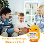 Tiny Crochet Duck Plush – Handmade Gift with Funny & Loving Messages