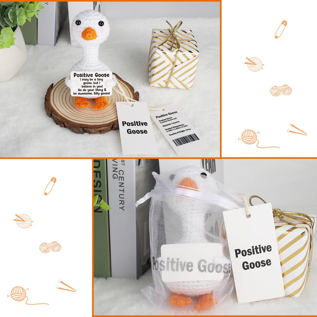 Tiny Crochet Goose Plush – Handmade Positive Message Gift
