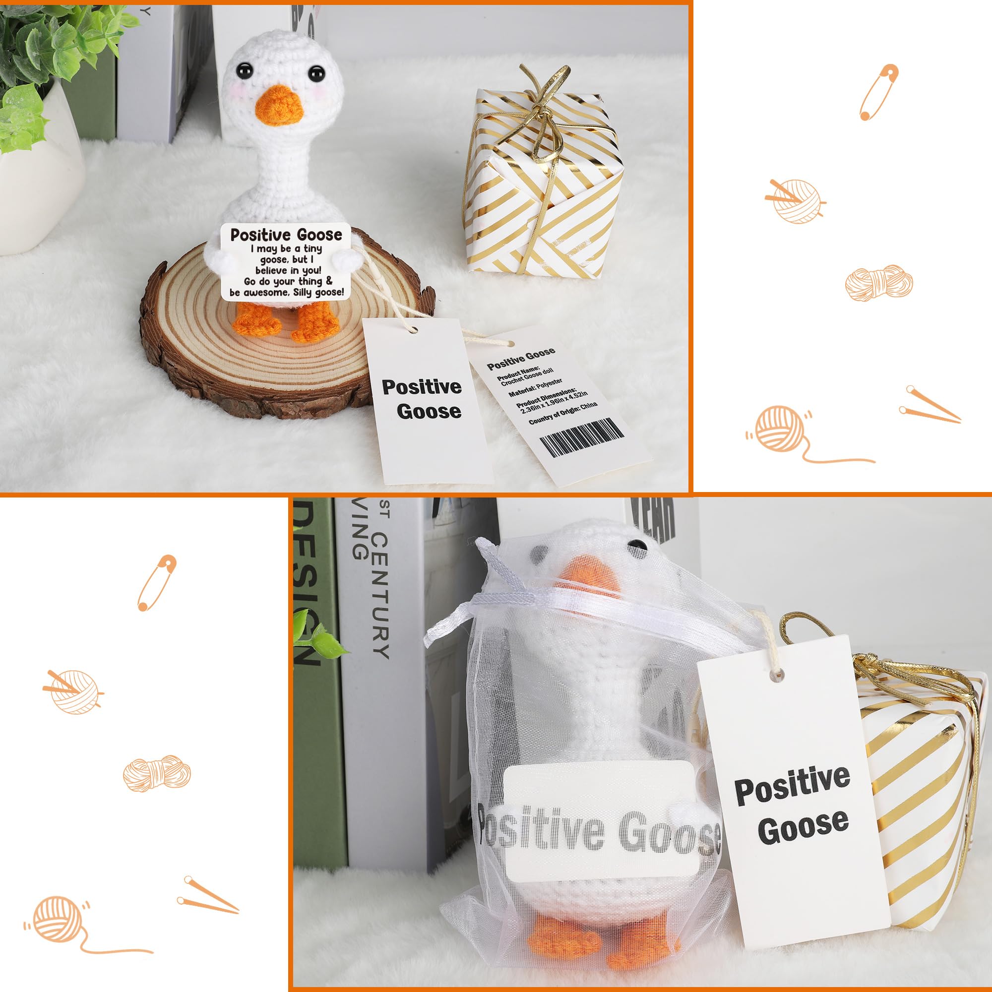 Tiny Crochet Goose Plush – Handmade Positive Message Gift
