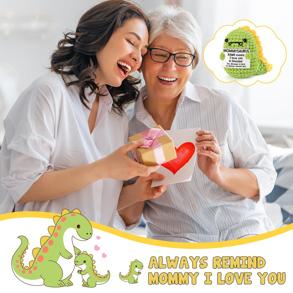 Crochet Dinosaur Plush - Motivational RAWR Means I Love You, Positive Messages for Friends & Family