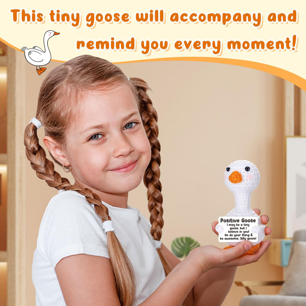 Tiny Crochet Goose Plush – Handmade Positive Message Gift