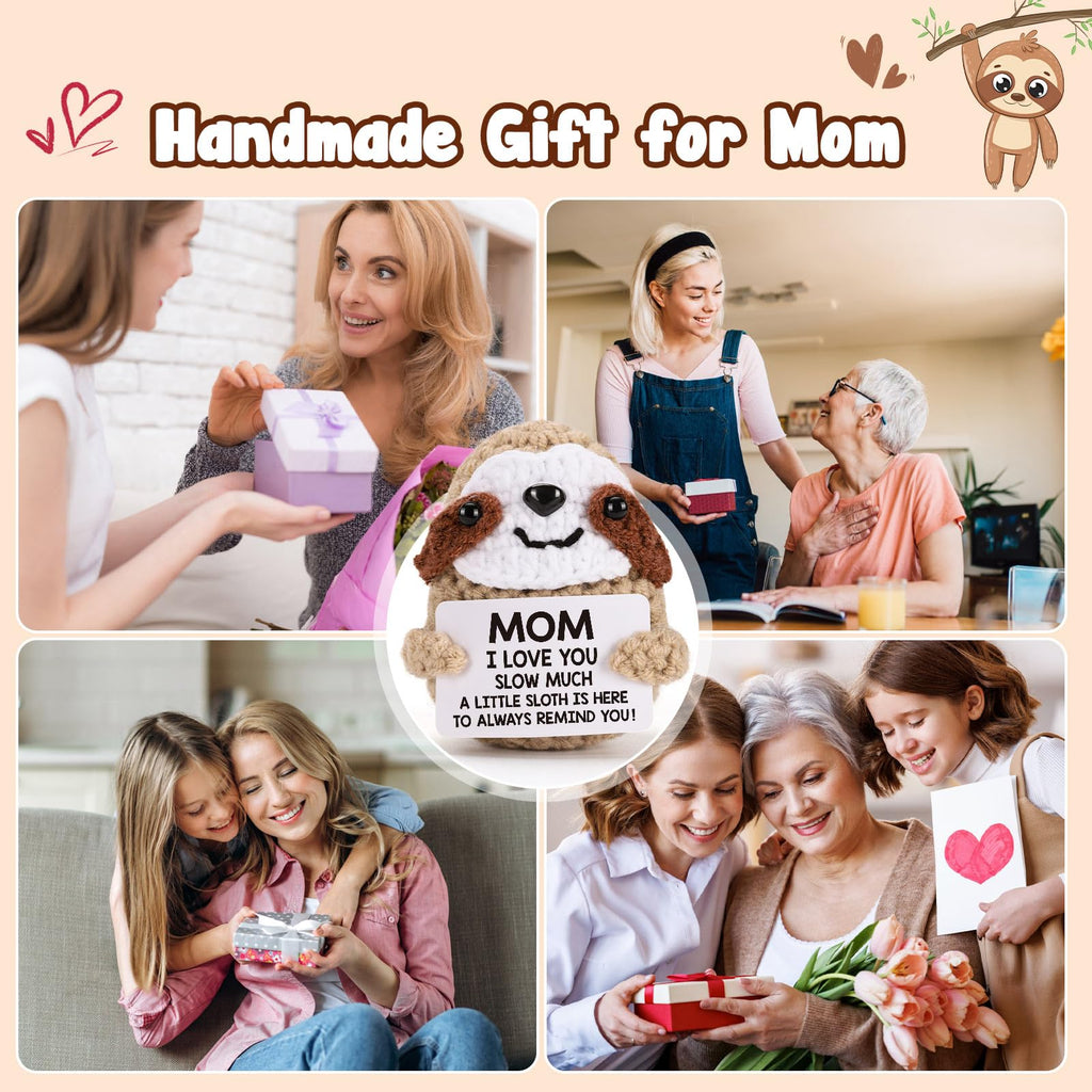 Tiny Crochet Sloth Plush – Handmade Gift with Positive Messages