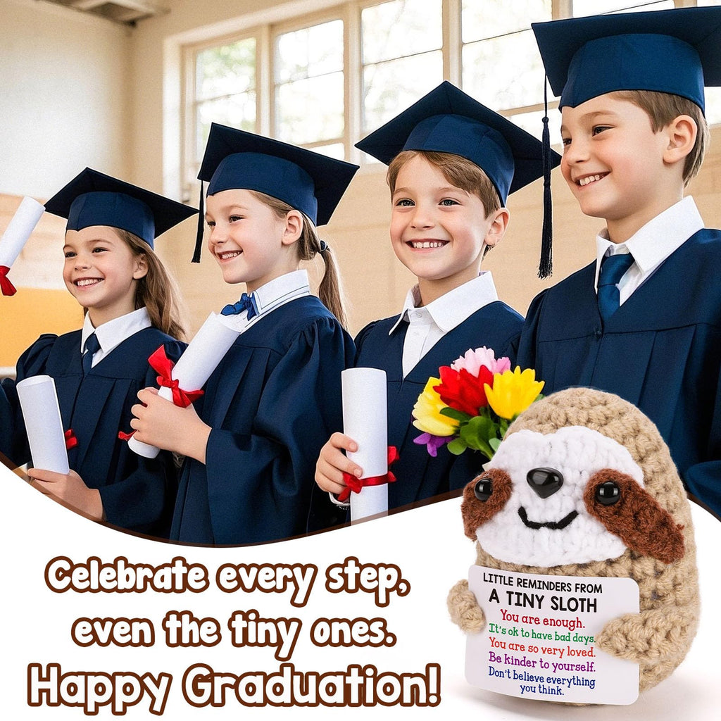 Tiny Crochet Sloth Plush – Handmade Gift with Positive Messages