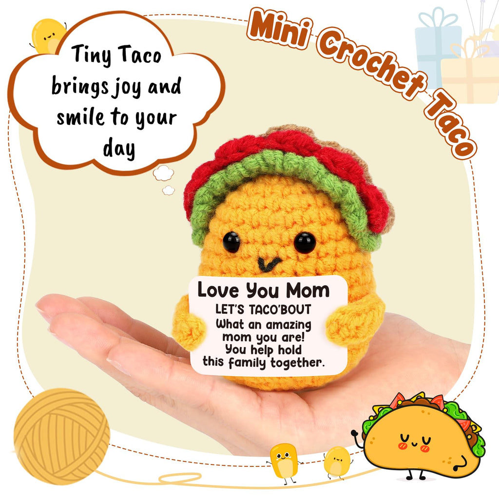 Tiny Crochet Taco Plush – Cute Handmade Gift with Message