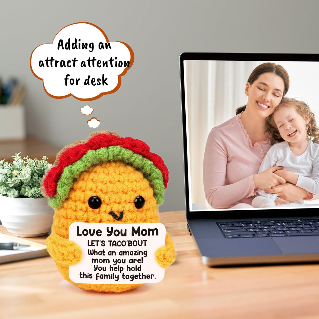Tiny Crochet Taco Plush – Cute Handmade Gift with Message