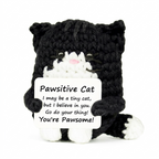 Black Pawsitive Cat crochet plush with positive encouragement message card